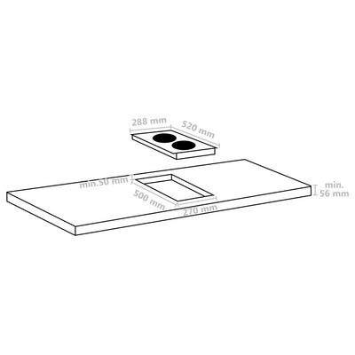 Flexizone Induction Hob with 2 Burners Touch Control Glass 3500W