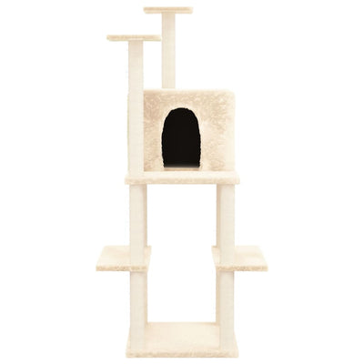 Cat Tree with Sisal Scratching Posts Cream 144.5 cm