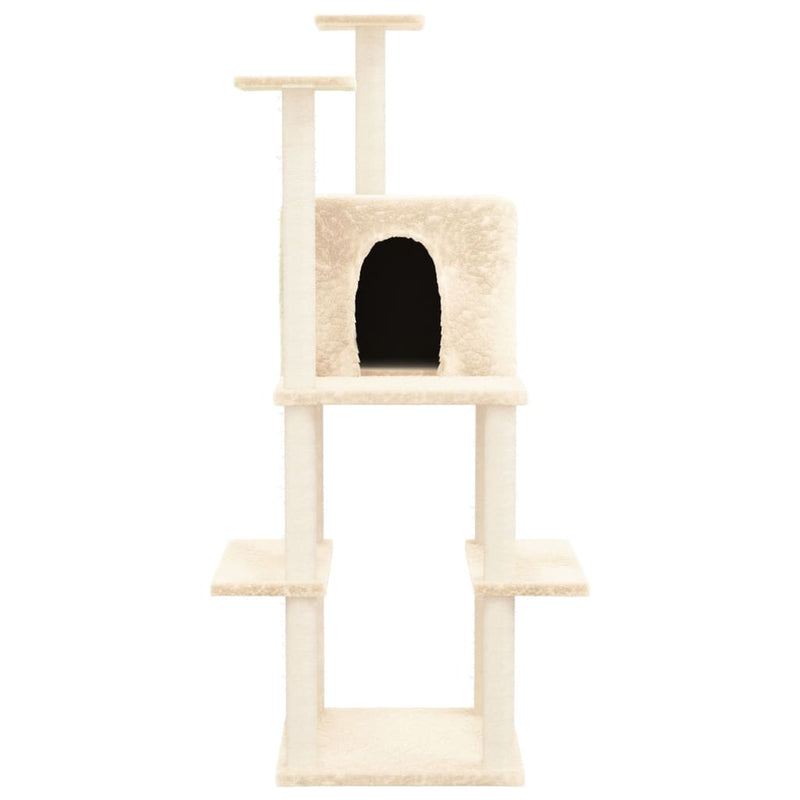 Cat Tree with Sisal Scratching Posts Cream 144.5 cm