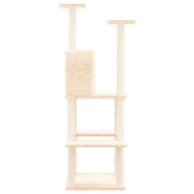 Cat Tree with Sisal Scratching Posts Cream 144.5 cm