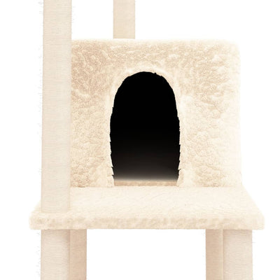 Cat Tree with Sisal Scratching Posts Cream 144.5 cm