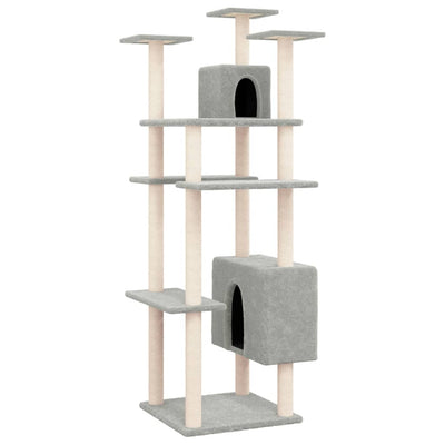 Cat Tree with Sisal Scratching Posts Light Grey 162 cm