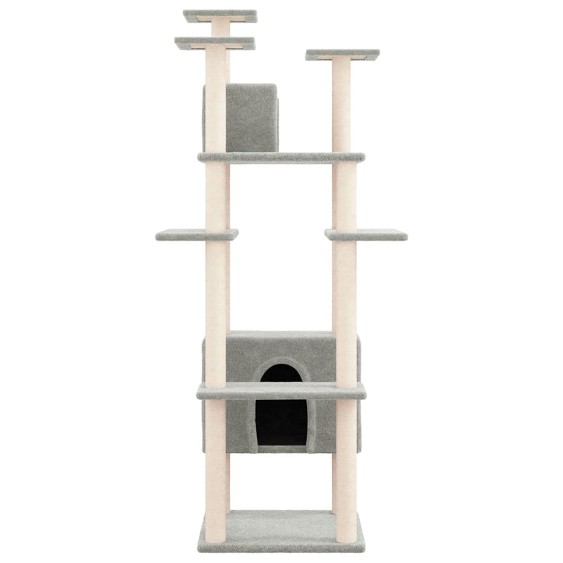 Cat Tree with Sisal Scratching Posts Light Grey 162 cm