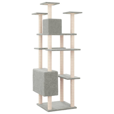 Cat Tree with Sisal Scratching Posts Light Grey 162 cm