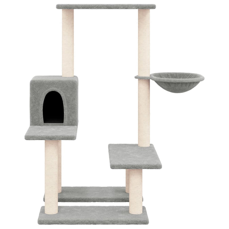 Cat Tree with Sisal Scratching Posts Light Grey 94.5 cm