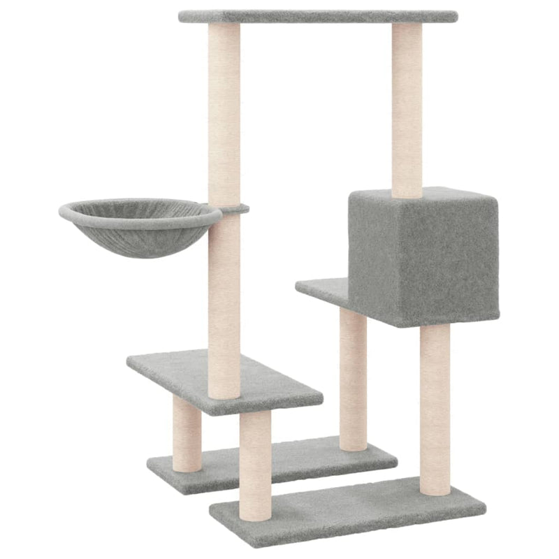 Cat Tree with Sisal Scratching Posts Light Grey 94.5 cm