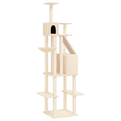 Cat Tree with Sisal Scratching Posts Cream 201 cm