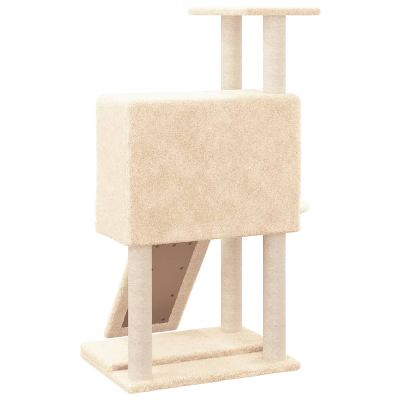 Cat Tree with Sisal Scratching Posts Cream 96 cm