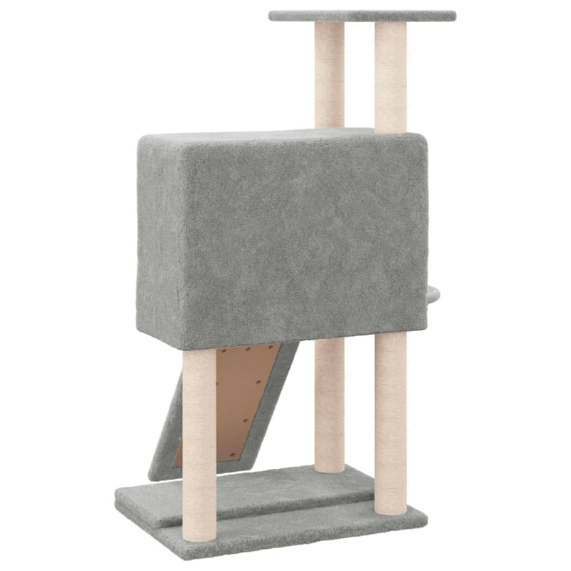 Cat Tree with Sisal Scratching Posts Light Grey 96 cm