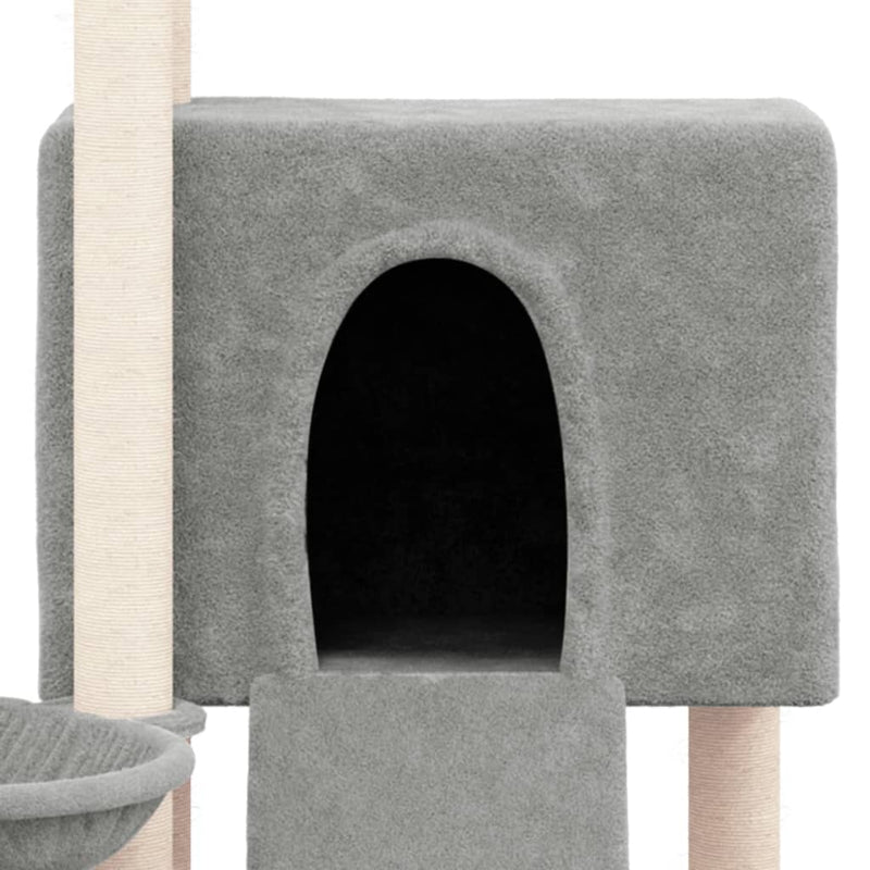 Cat Tree with Sisal Scratching Posts Light Grey 96 cm