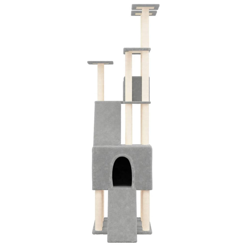 Cat Tree with Sisal Scratching Posts Light Grey 190 cm