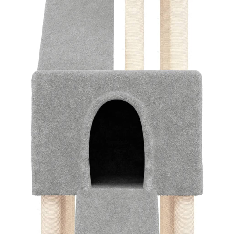 Cat Tree with Sisal Scratching Posts Light Grey 190 cm