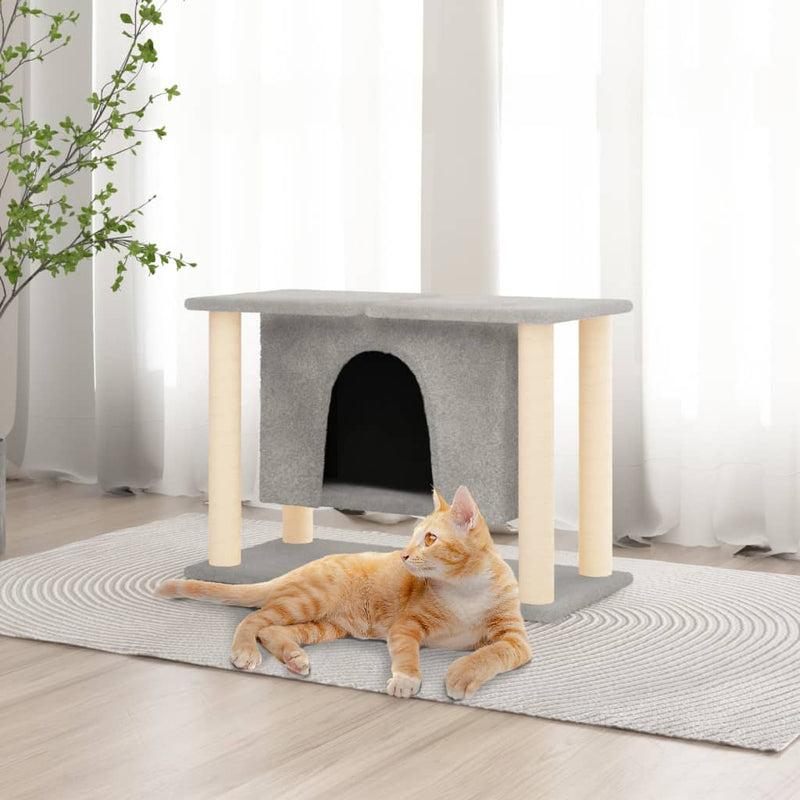 Cat Tree with Sisal Scratching Posts Light Grey 50 cm