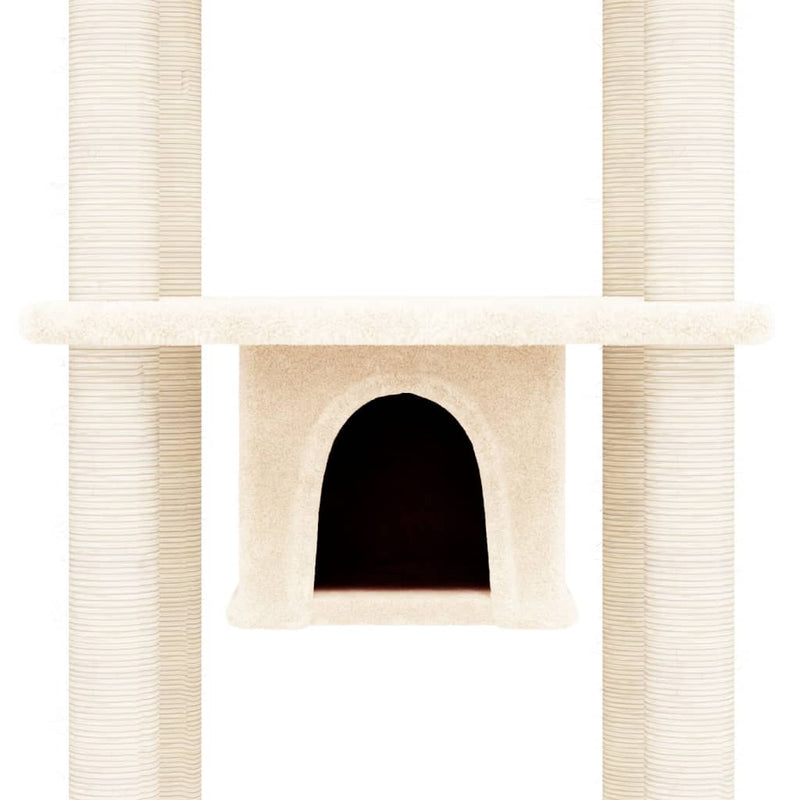 Cat Tree with Sisal Scratching Posts Cream 169 cm