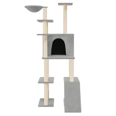 Cat Tree with Sisal Scratching Posts Light Grey 166 cm