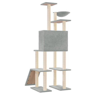 Cat Tree with Sisal Scratching Posts Light Grey 166 cm