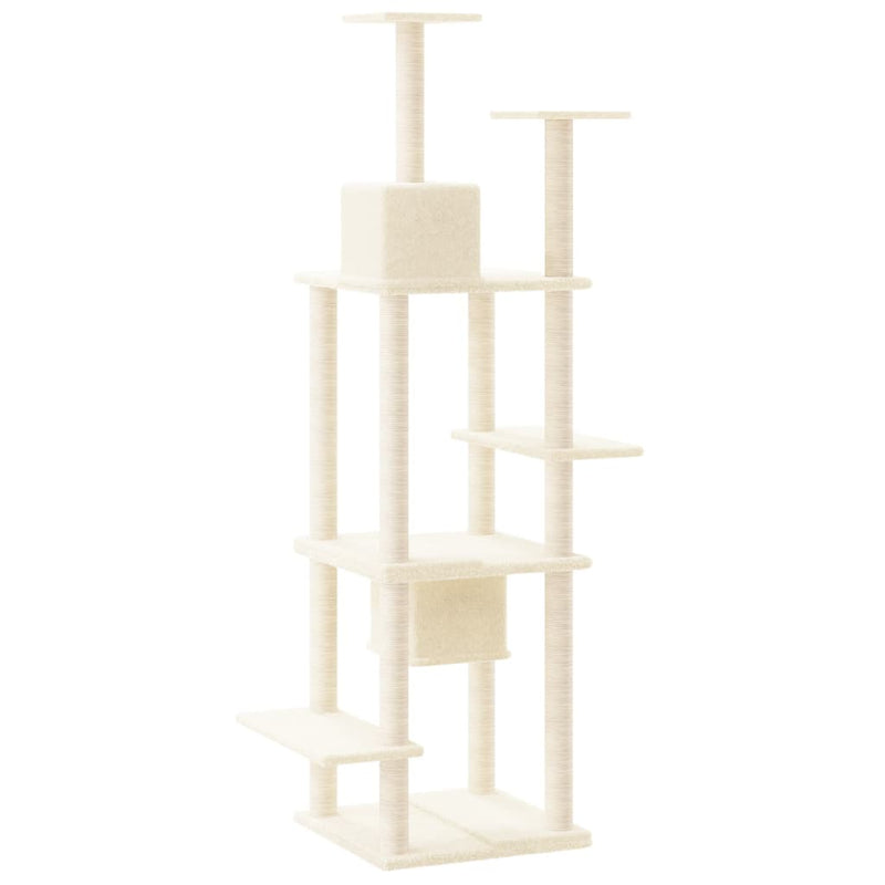 Cat Tree with Sisal Scratching Posts Cream 176 cm