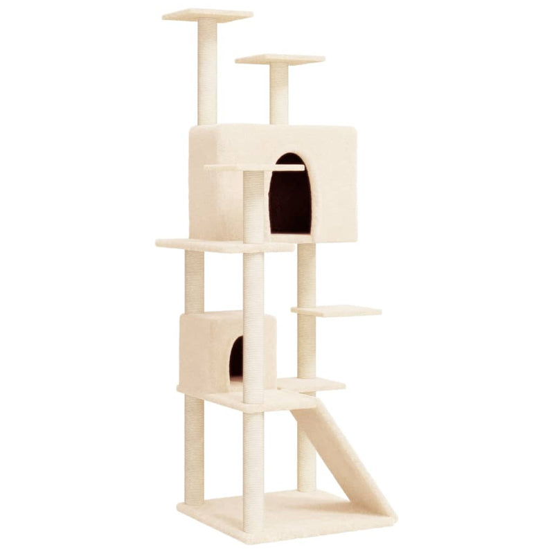 Cat Tree with Sisal Scratching Posts Cream 153 cm