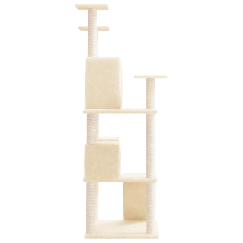 Cat Tree with Sisal Scratching Posts Cream 153 cm