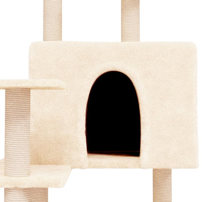 Cat Tree with Sisal Scratching Posts Cream 153 cm