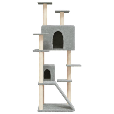 Cat Tree with Sisal Scratching Posts Light Grey 153 cm