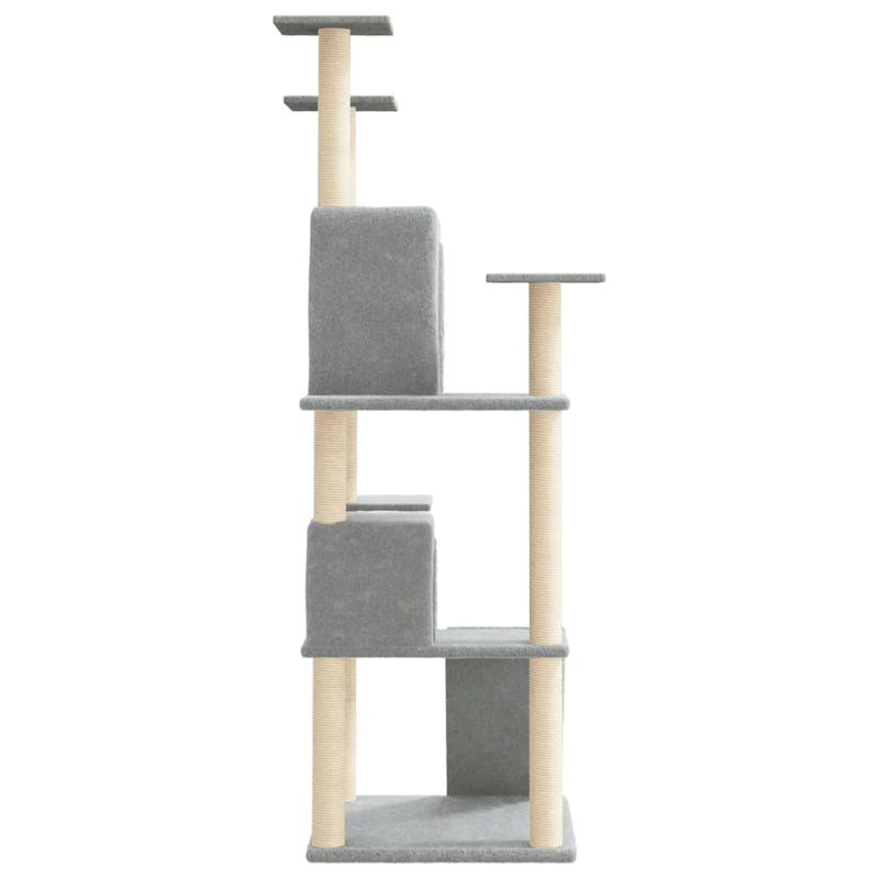 Cat Tree with Sisal Scratching Posts Light Grey 153 cm