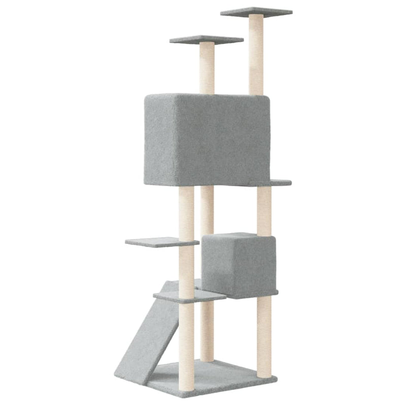 Cat Tree with Sisal Scratching Posts Light Grey 153 cm