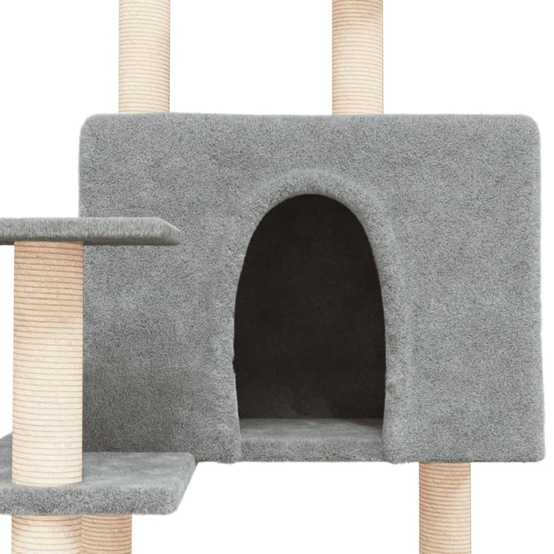 Cat Tree with Sisal Scratching Posts Light Grey 153 cm