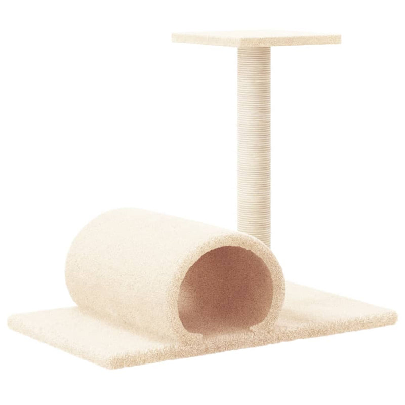 Cat Scratching Post with Tunnel Cream 60x34.5x50 cm