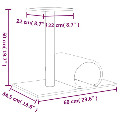 Cat Scratching Post with Tunnel Cream 60x34.5x50 cm