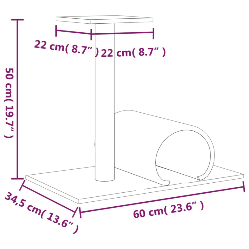 Cat Scratching Post with Tunnel Cream 60x34.5x50 cm