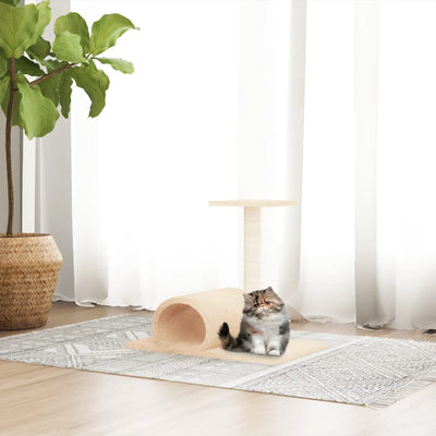 Cat Scratching Post with Tunnel Cream 60x34.5x50 cm