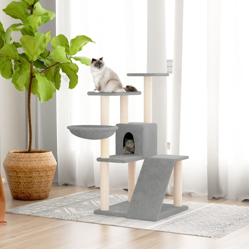 Cat Tree with Sisal Scratching Posts Light Grey 94 cm