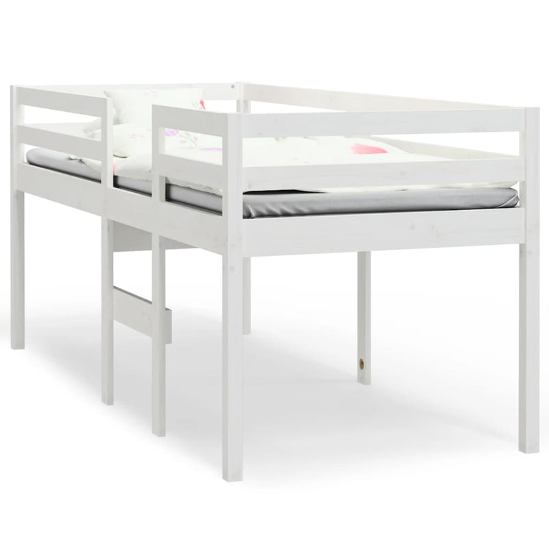 High Sleeper Bed without Mattress White 90x190 cm Solid Wood Pine