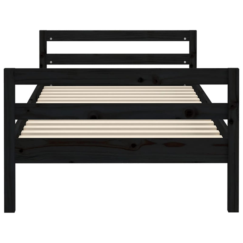 Bed Frame without Mattress Black 90x190 cm Solid Wood Pine