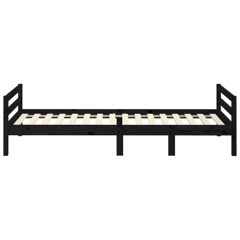 Bed Frame without Mattress Black 90x190 cm Solid Wood Pine