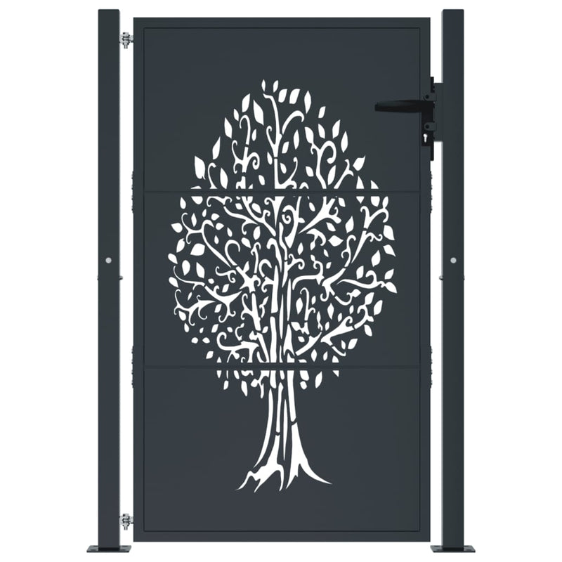 Garden Gate Anthracite 105x155 cm Steel Tree Design