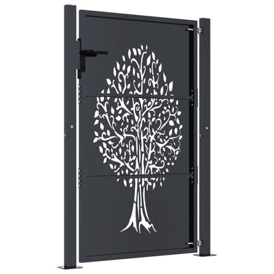 Garden Gate Anthracite 105x155 cm Steel Tree Design