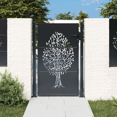 Garden Gate Anthracite 105x155 cm Steel Tree Design