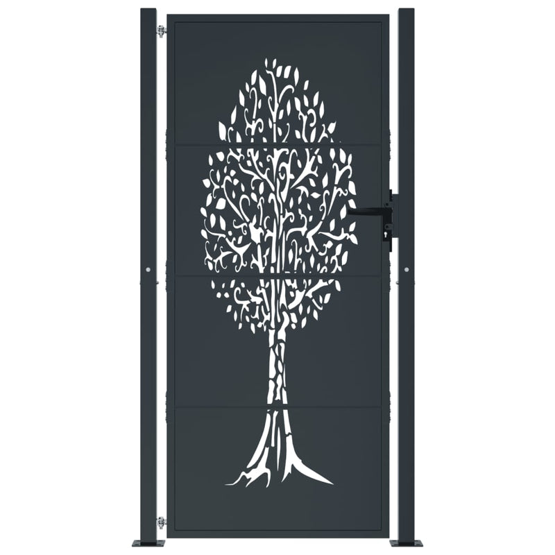 Garden Gate Anthracite 105x180 cm Steel Tree Design