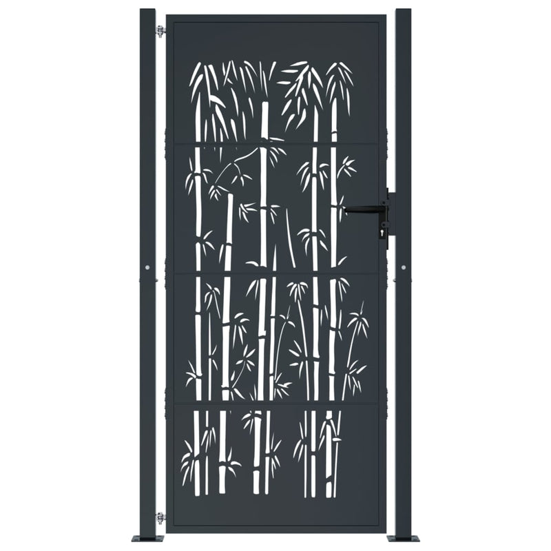 Garden Gate Anthracite 105x180 cm Steel Bamboo Design