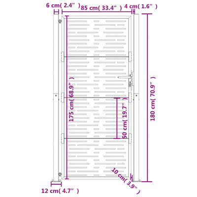 Garden Gate Anthracite 105x180 cm Steel Square Design