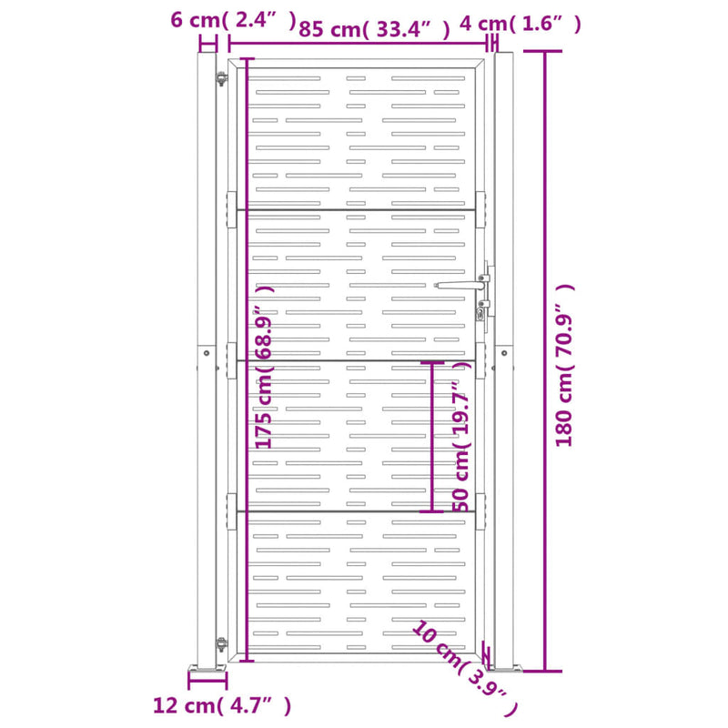 Garden Gate Anthracite 105x180 cm Steel Square Design