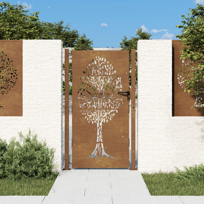 Garden Gate 105x175 cm Corten Steel Tree Design