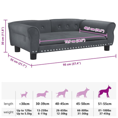 Dog Bed Dark Grey 95x55x30 cm Velvet