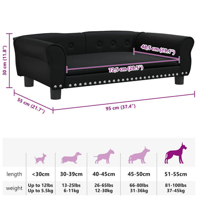 Dog Bed Black 95x55x30 cm Faux Leather