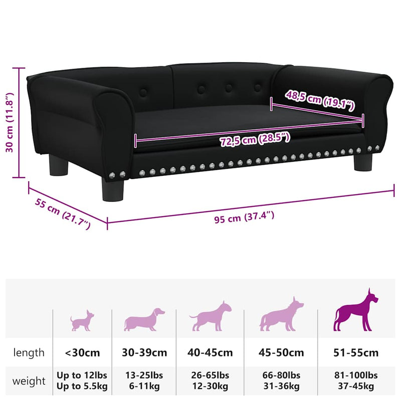 Dog Bed Black 95x55x30 cm Faux Leather