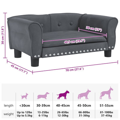 Dog Bed Dark Grey 70x45x30 cm Velvet