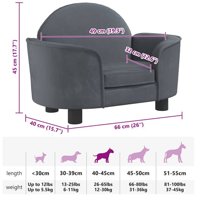 Dog Bed Dark Grey 66x40x45 cm Velvet