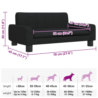 Dog Bed Black 70x45x30 cm Fabric